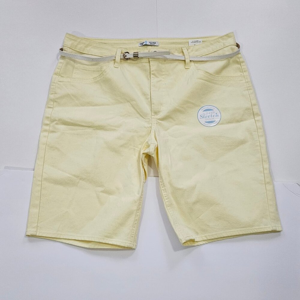 Women's Riders by Lee Plus Size Belted Bermuda Shorts - Yellow - 18M - NWT